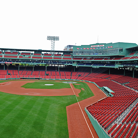 Hanging out on the Green Monster at Fenway Park 
