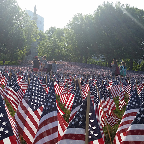 Volunteers plant 37,000 flags on Boston Common ahead of Memorial